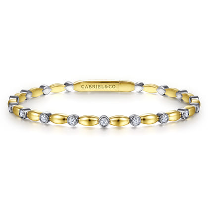 Demure - 14K White-Yellow Gold Diamond Bangle