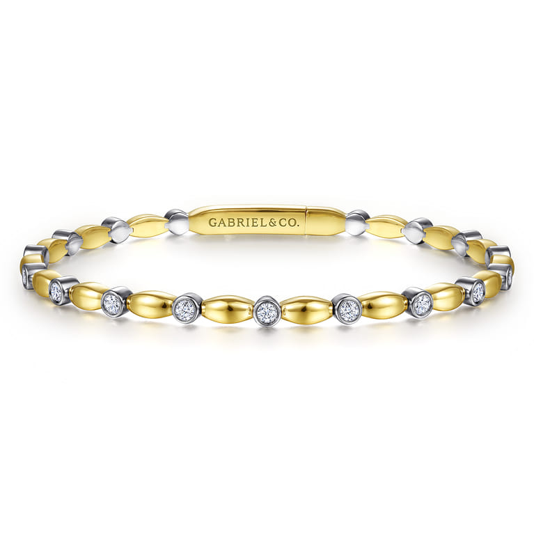 Demure - 14K White-Yellow Gold Diamond Bangle - 0.45 ct - Shot 1