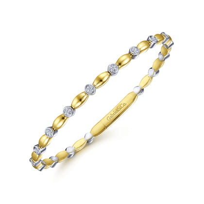 Demure - 14K White-Yellow Gold Diamond Bangle