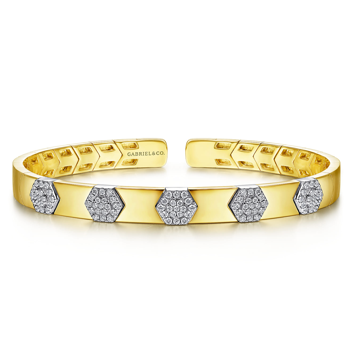 Demure - 14K White-Yellow Gold Diamond Bangle - 0.51 ct - Shot 1