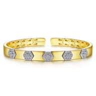 Demure - 14K White-Yellow Gold Diamond Bangle