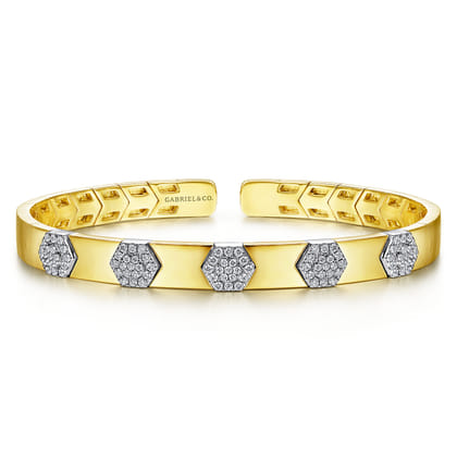 Demure - 14K White-Yellow Gold Diamond Bangle