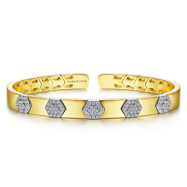 Demure - 14K White-Yellow Gold Diamond Bangle - 0.51 ct - Shot 1