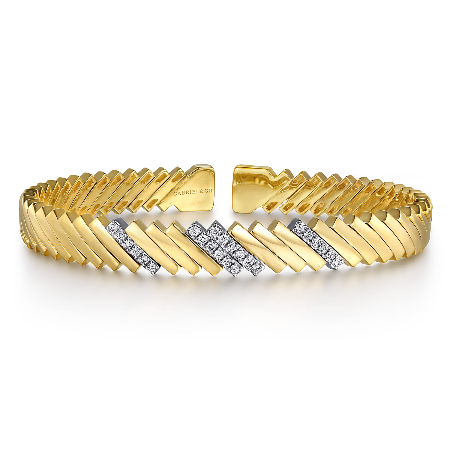 Demure - 14K White-Yellow Gold Diamond Demure Bangle - 0.25 ct - Shot 1
