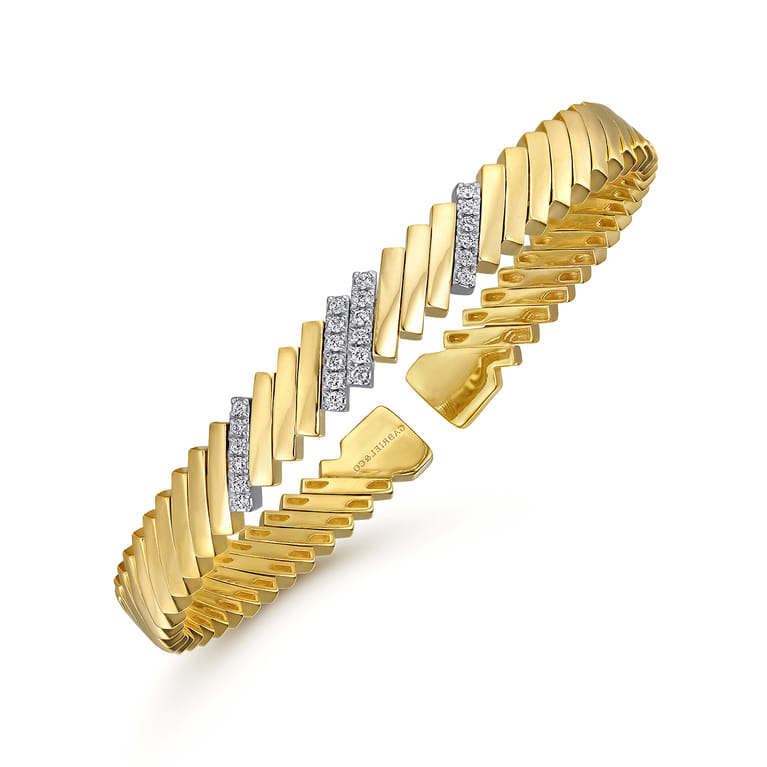 Demure - 14K White-Yellow Gold Diamond Demure Bangle - 0.25 ct - Shot 2