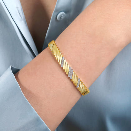 Demure - 14K White-Yellow Gold Diamond Demure Bangle