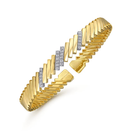Demure - 14K White-Yellow Gold Diamond Demure Bangle