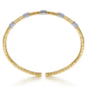 Demure - 14K White and Yellow Gold Cuff Bangle Bracelet with Pave Diamond Stations - 0.4 ct