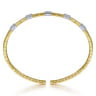 Demure - 14K White and Yellow Gold Cuff Bracelet with Pave Diamond Stations - 0.4 ct