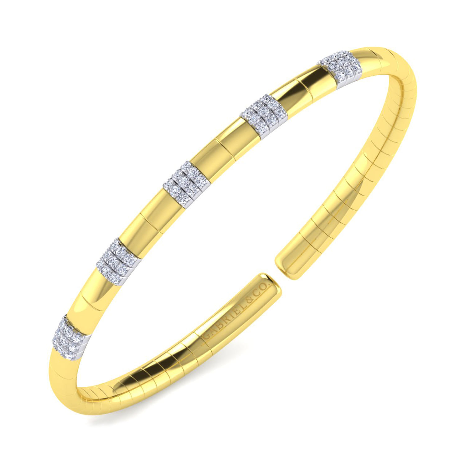 Demure - 14K White and Yellow Gold Diamond Bangle - 0.4 ct - Shot 2