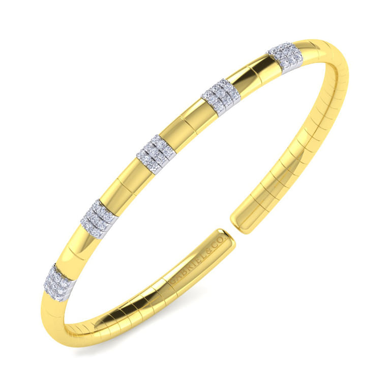 Demure - 14K White and Yellow Gold Diamond Bangle - 0.4 ct - Shot 2