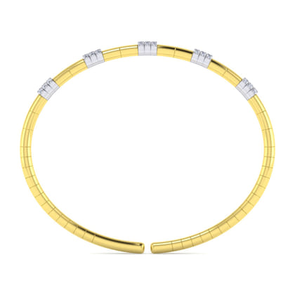 Demure - 14K White and Yellow Gold Diamond Bangle