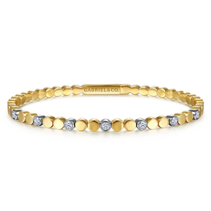 Demure - 14K White and Yellow Gold Diamond Closed Bangle Bracelet