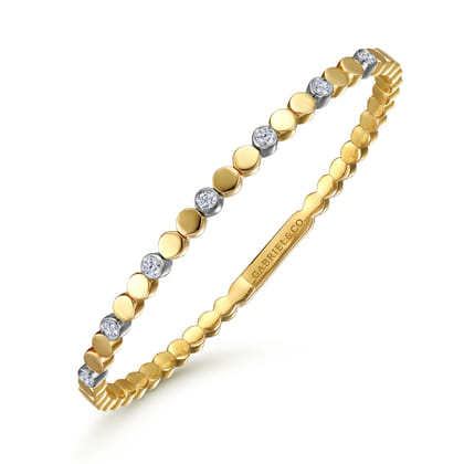 Demure - 14K White and Yellow Gold Diamond Closed Bangle Bracelet