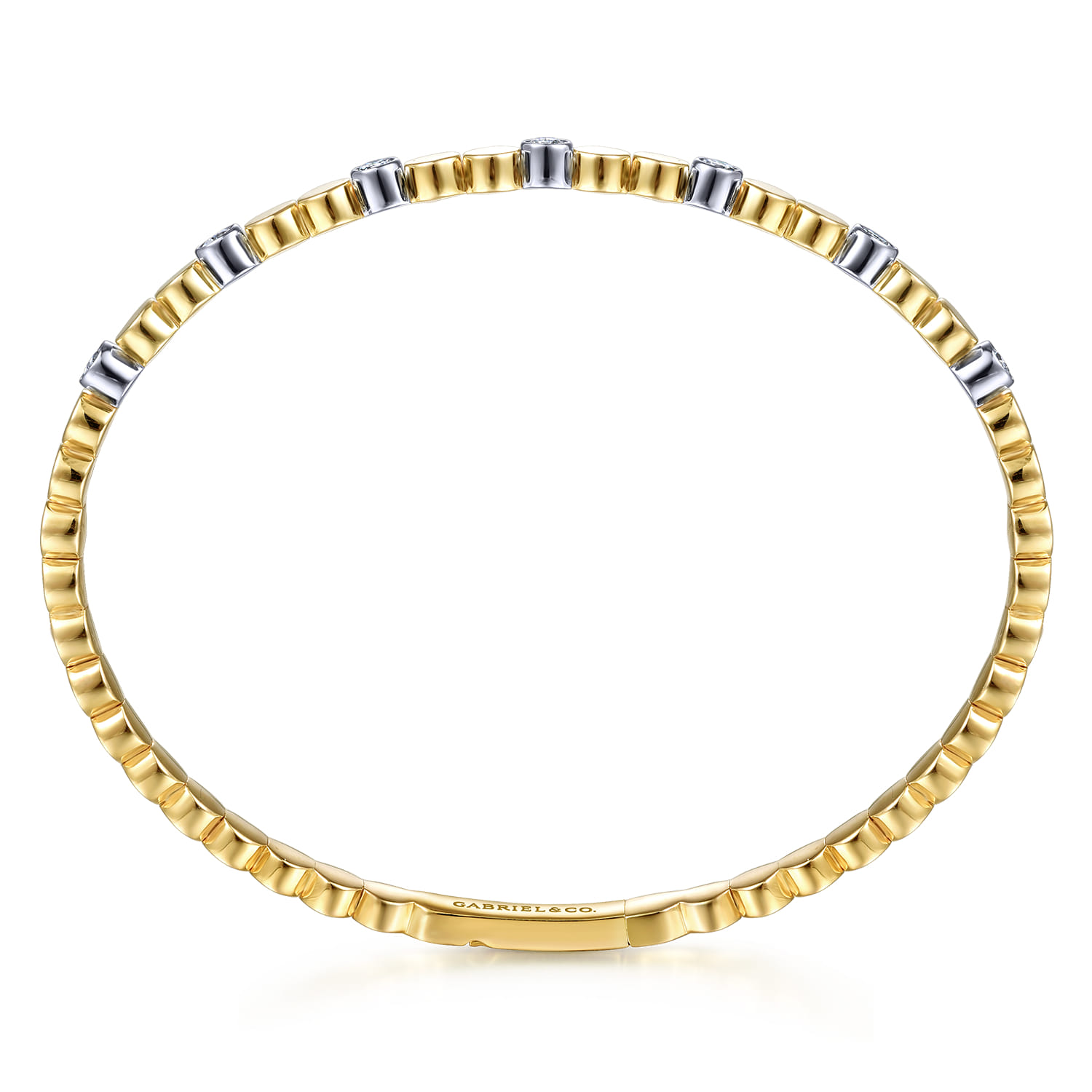 Demure - 14K White and Yellow Gold Diamond Closed Bangle Bracelet - 0.35 ct - Shot 3