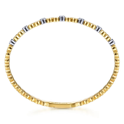 Demure - 14K White and Yellow Gold Diamond Closed Bangle Bracelet