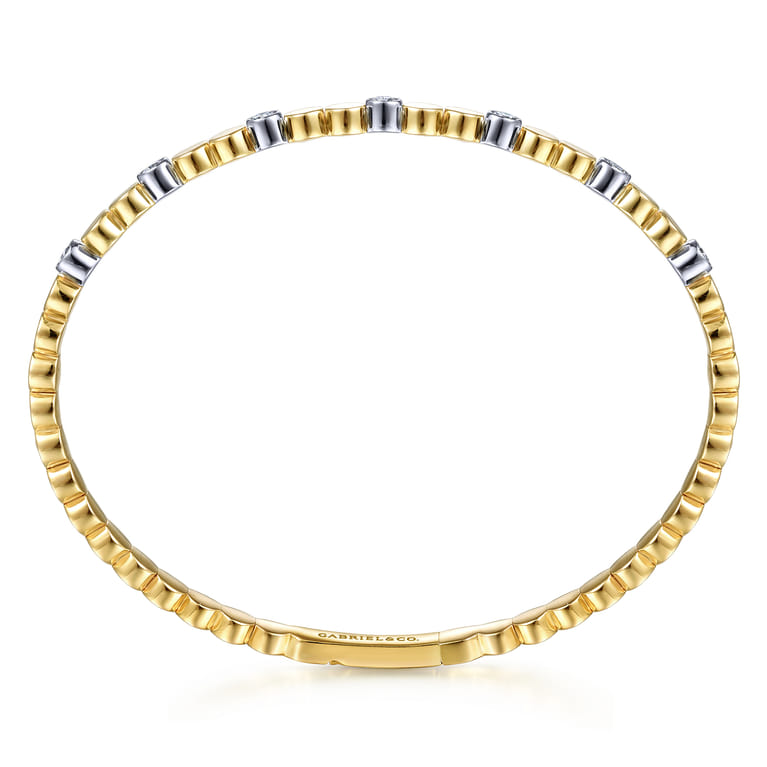 Demure - 14K White and Yellow Gold Diamond Closed Bangle Bracelet - 0.35 ct - Shot 3