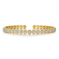 Demure - 14K White and Yellow Gold Diamond Rope Bangle Bracelet