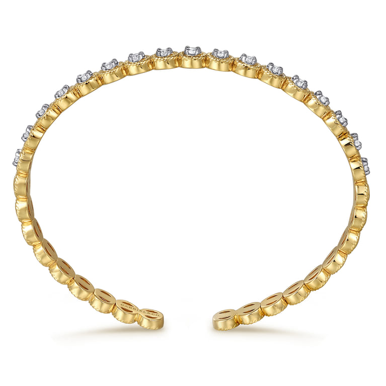 Demure - 14K White and Yellow Gold Diamond Rope Bangle Bracelet - 0.7 ct - Shot 3