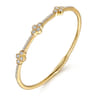 Demure - 14K Yellow Gold Bangle with Clover Diamond Stations - 1 ct