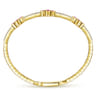 Demure - 14K Yellow Gold Bangle with Diamond and Ruby Quatrefoil Stations - 0.4 ct