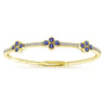 Demure - 14K Yellow Gold Bangle with Diamond and Sapphire Quatrefoil Stations - 0.5 ct