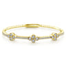 Demure - 14K Yellow Gold Bangle with Quatrefoil Diamond Stations - 1 ct
