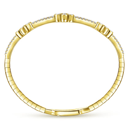 Demure - 14K Yellow Gold Bangle with Quatrefoil Diamond Stations