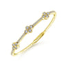 Demure - 14K Yellow Gold Bangle with Quatrefoil Diamond Stations - 1 ct