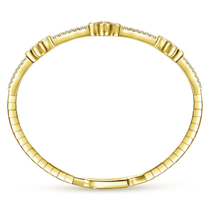 Demure - 14K Yellow Gold Bangle with Quatrefoil Diamond Stations