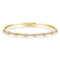 Demure - 14K Yellow Gold Bezel Station Diamond Bangle