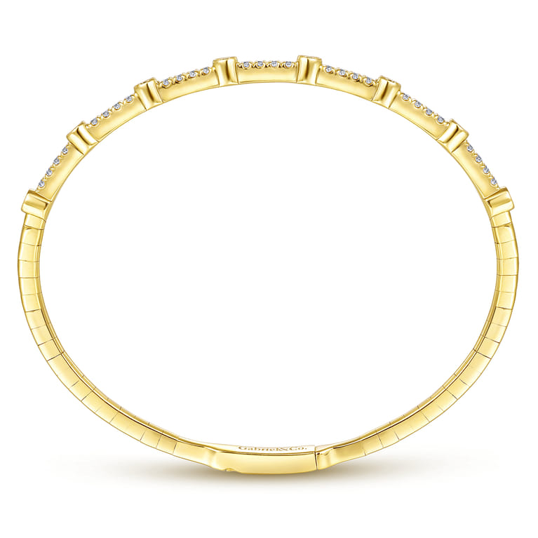 Demure - 14K Yellow Gold Bezel Station Diamond Bangle - 0.55 ct - Shot 3