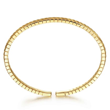 Demure - 14K Yellow Gold Chevron Cuff Bangle Bracelet