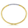 Demure - 14K Yellow Gold Chevron Cuff Bracelet with White Gold Diamond Pave Station - 0.35 ct