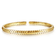Demure - 14K Yellow Gold Chevron Pattern Cuff Bracelet