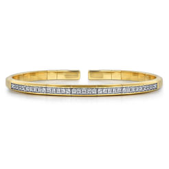 14K Yellow Gold Cuff Bracelet with Diamond Inner Channel