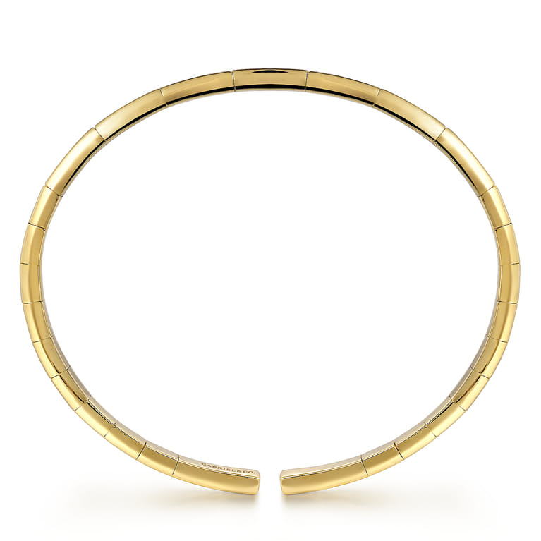 Demure - 14K Yellow Gold Cuff Bracelet with Diamond Inner Channel - 0.6 ct - Shot 3