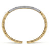 Demure - 14K Yellow Gold Cuff Bracelet with Diamond Pave Station in size 6.5 - 1.85 ct