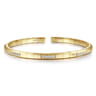 Demure - 14K Yellow Gold Cuff Bracelet with Diamond Pave Stations - 0.26 ct