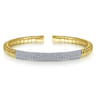 Demure - 14K Yellow Gold Cuff Bracelet with Diamond Pave Station - 1.65 ct