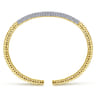 Demure - 14K Yellow Gold Cuff Bracelet with Diamond Pave Station - 1.65 ct