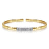 Demure - 14K Yellow Gold Cuff Bracelet with Pave Diamond Bar - 0.33 ct