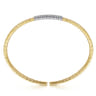 Demure - 14K Yellow Gold Cuff Bracelet with Pave Diamond Bar - 0.33 ct