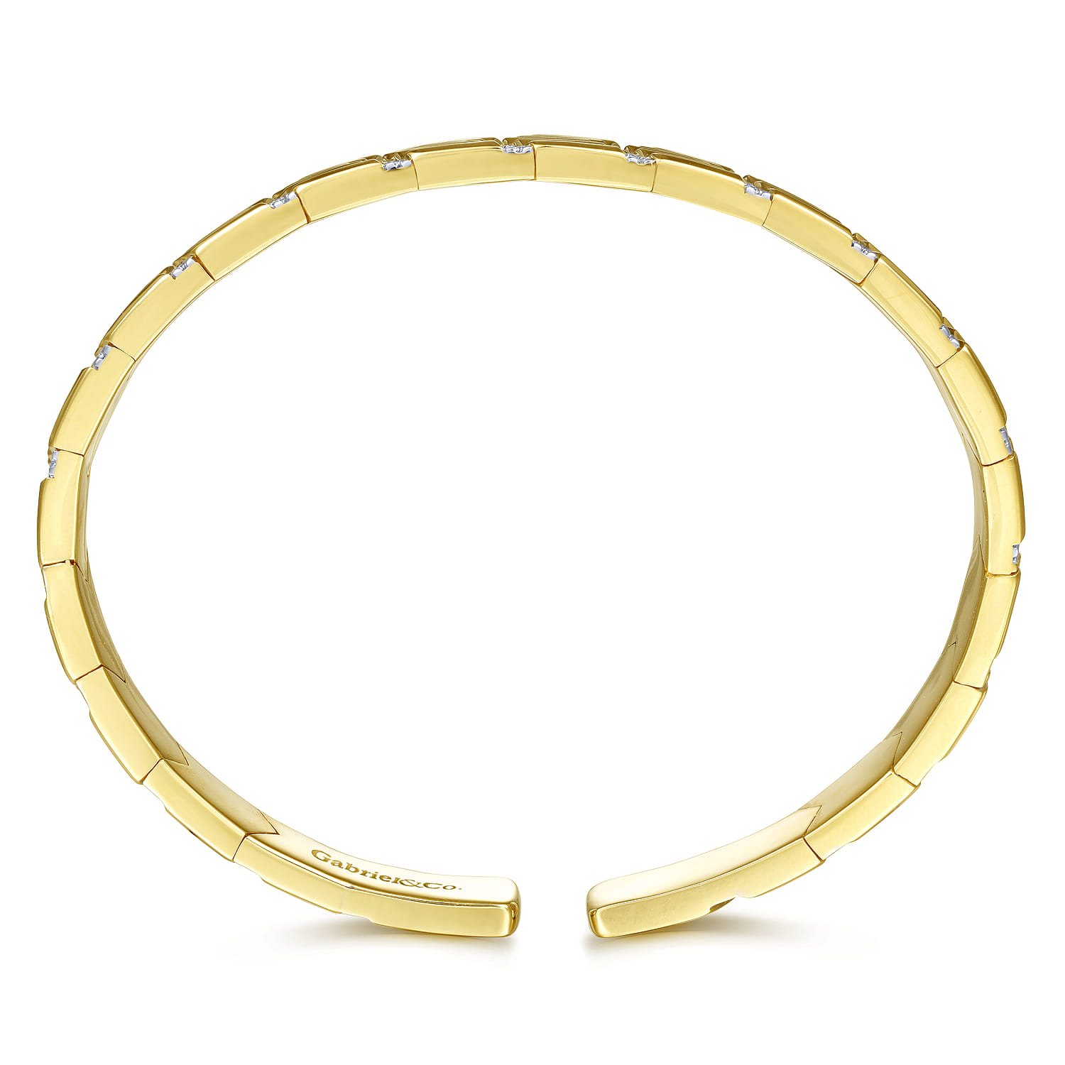 Demure - 14K Yellow Gold Cuff Bracelet with Pave Diamond Chevron Stations - 0.53 ct - Shot 3