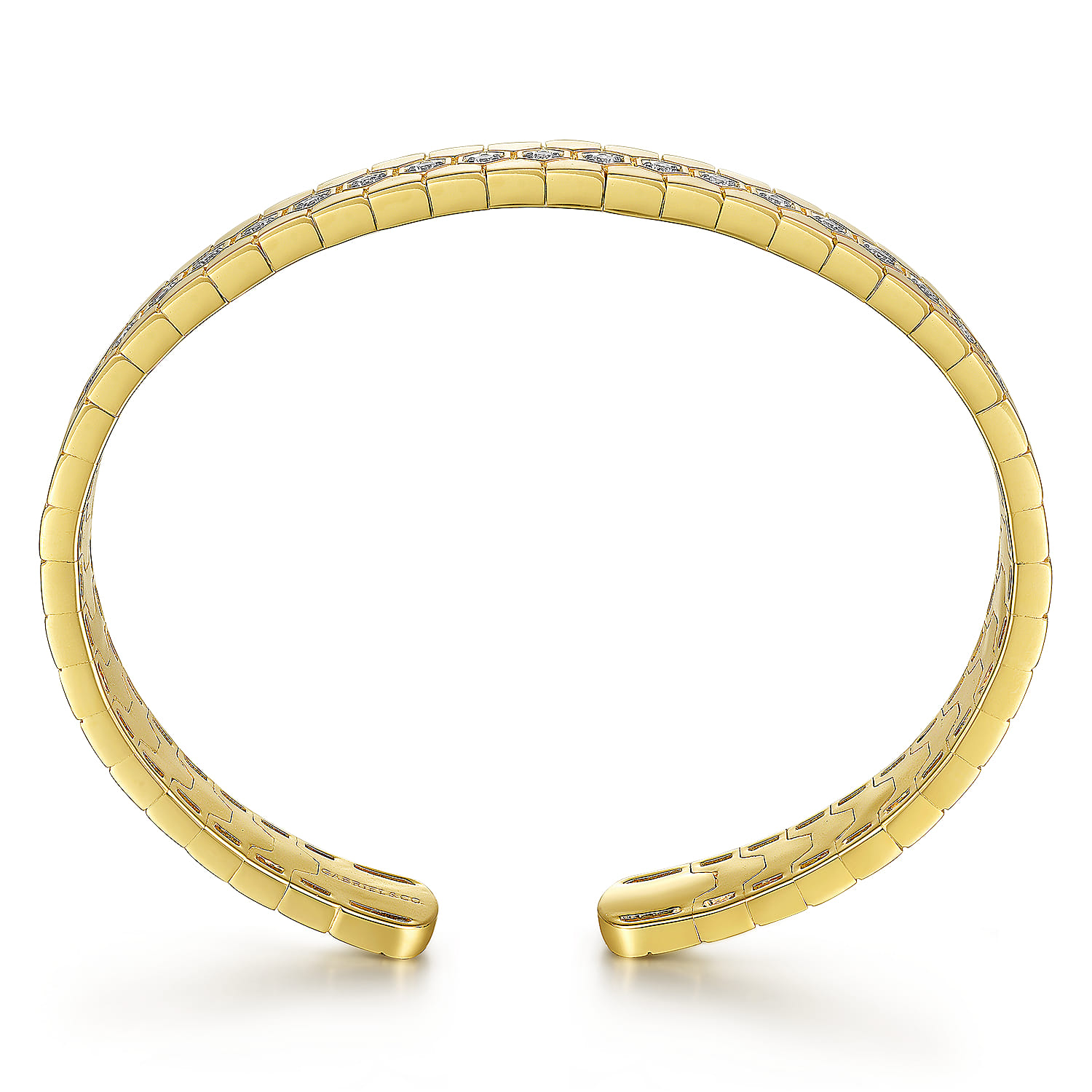Demure - 14K Yellow Gold Diamond Bangle with Hexagon Pattern - 0.5 ct - Shot 3