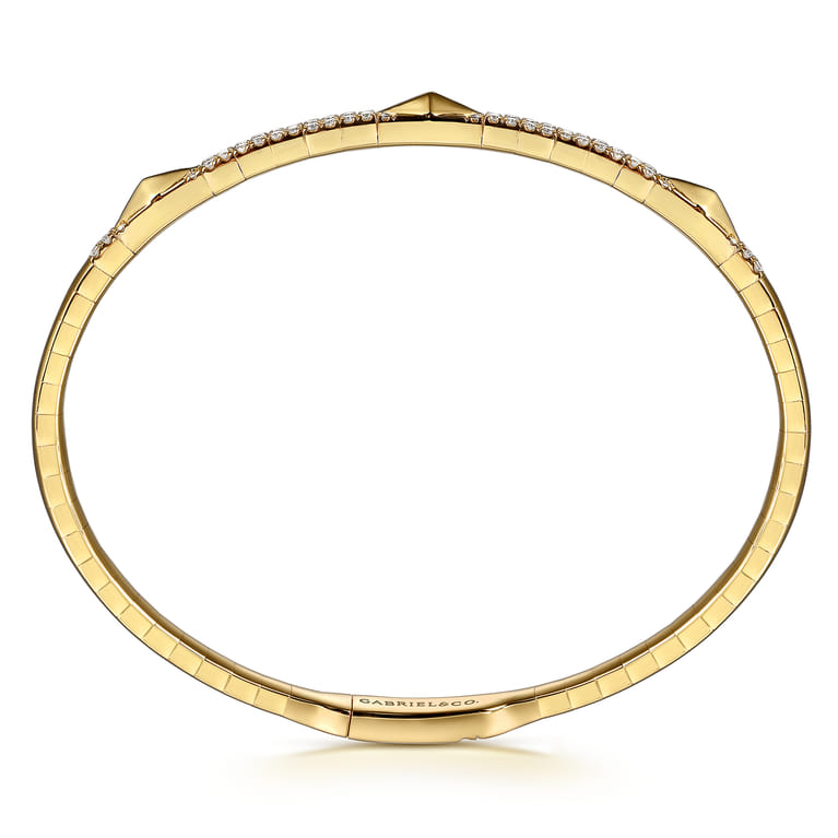 Demure - 14K Yellow Gold Diamond Bangle with Pyramid Rhombus Stations - 0.5 ct - Shot 3