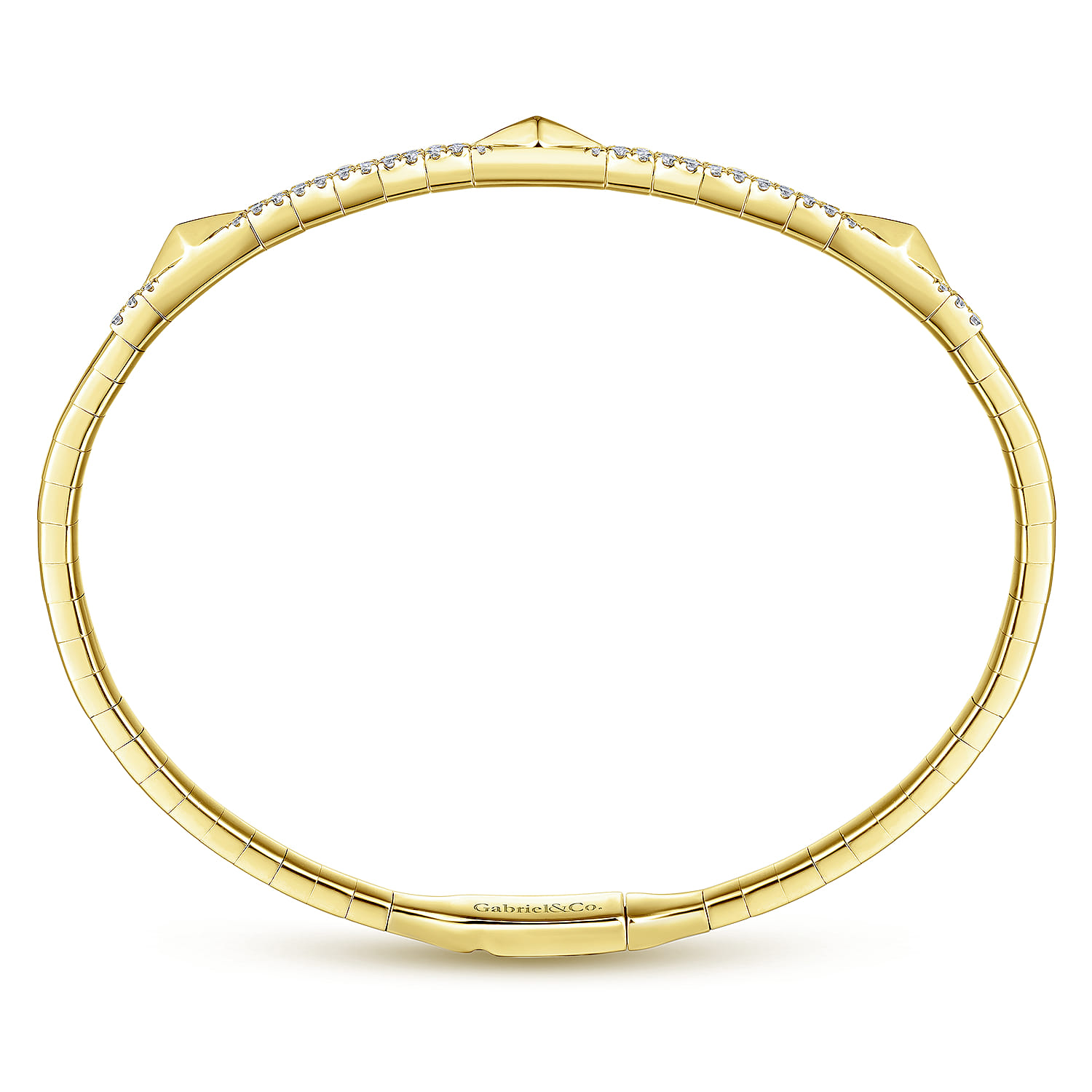Demure - 14K Yellow Gold Diamond Bangle with Pyramid Rhombus Stations - 0.5 ct - Shot 3