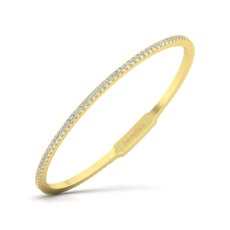 Demure - 14K Yellow Gold Diamond Bangle - 1.3 ct - Shot 2