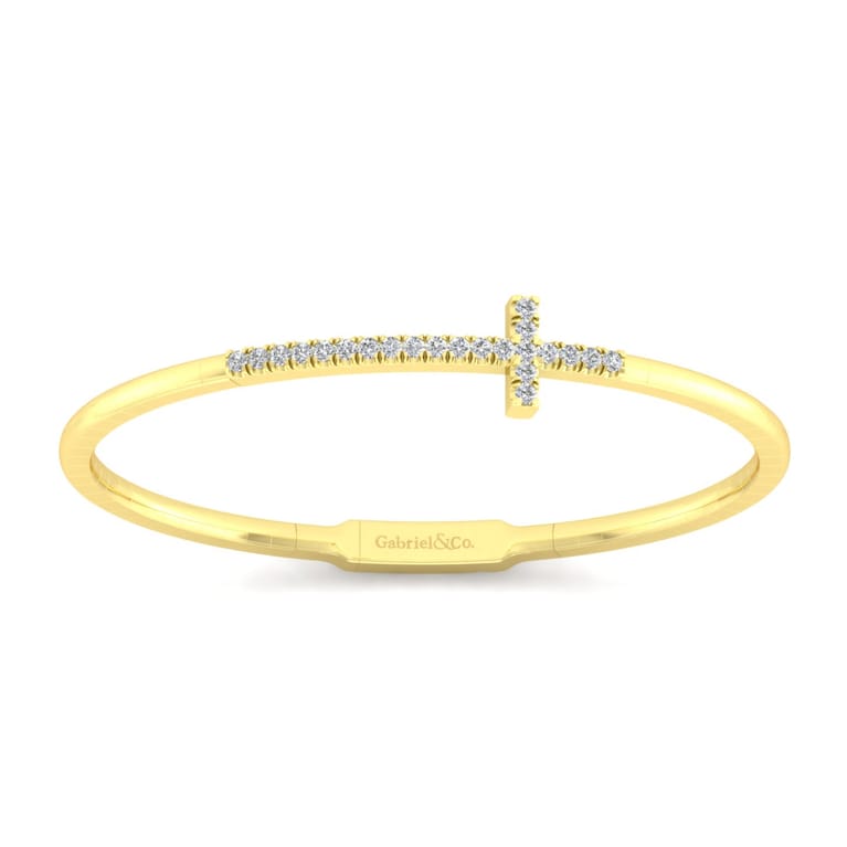 Demure - 14K Yellow Gold Diamond Bangle - 0.4 ct - Shot 1