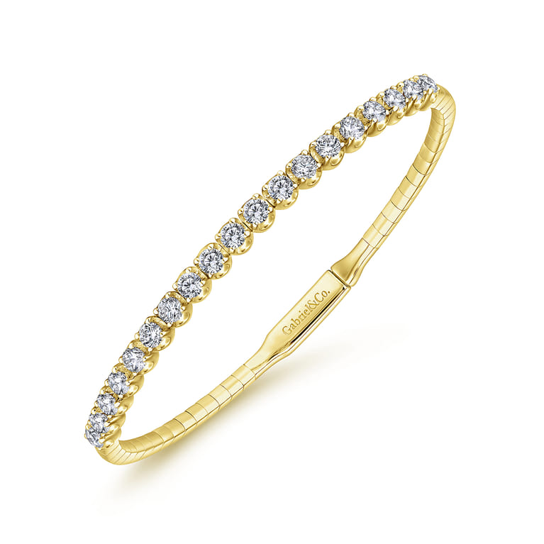 Demure - 14K Yellow Gold Diamond Bangle - 1.52 ct - Shot 2